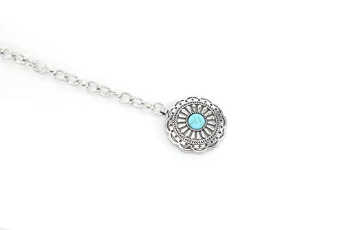 Cinturón de cadena de metal turquesa con forma de pétalo regular para mujeres