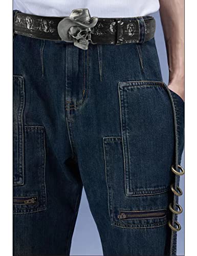 Cinturón de vaquero occidental para hombre, estilo punk rock