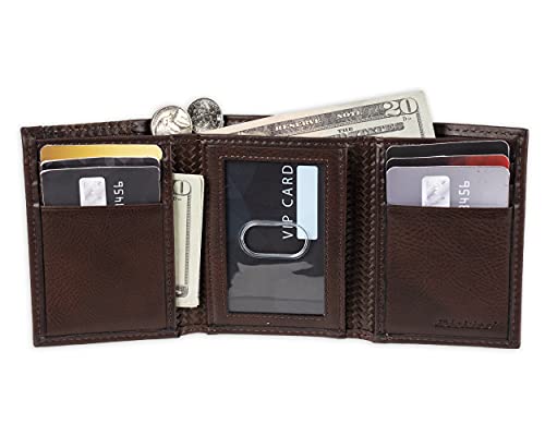 Cartera triple de cuero para hombre