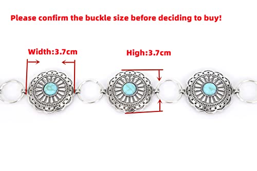 Cinturón de cadena de metal turquesa con forma de pétalo regular para mujeres