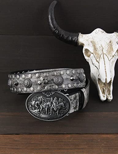 Cinturón de vaquero occidental para hombre, estilo punk rock