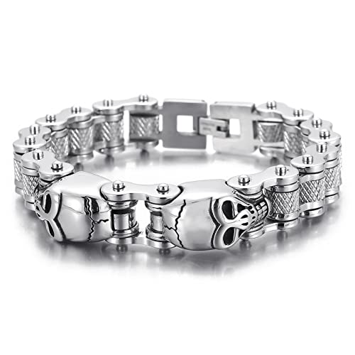 Dije de calavera gótica para bicicleta, motocicleta, pulsera de moda para hombre,