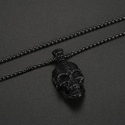 Collar de calavera para hombre, serpiente, árbol de la vida, etiqueta de perro de calavera