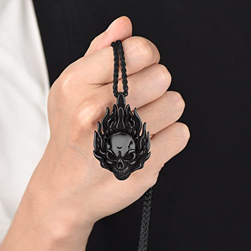Collar de calavera para hombre, serpiente, árbol de la vida, etiqueta de perro de calavera