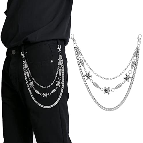 Cadenas de jeans, cadena de cartera, cadena de pantalones, cadena de bolsillo de plata, cadenas de calavera,cadenas de rock, cadena de cinturón de metal gótico punk, cadena de pantalones de motorista, accesorio de joyería, r