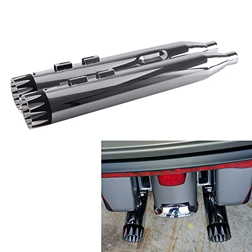 SHARKROAD 4.0" Chrome Slip Ons Muffler Exhaust For Harley Davidson 1995-2016 Touring,Fit Street Glide, Road Glide, Road King, Electra Glide, Ultra Limited, 21CC