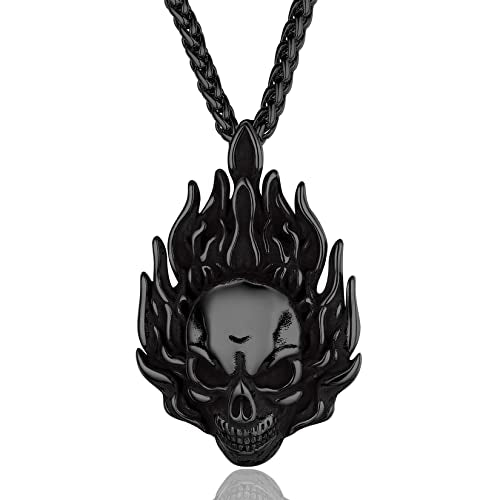 Collar de calavera para hombre, serpiente, árbol de la vida, etiqueta de perro de calavera