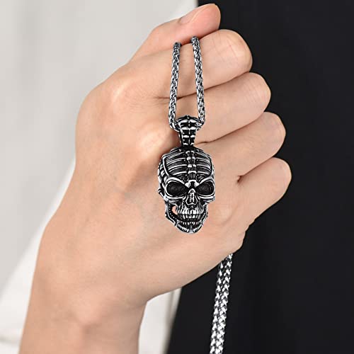 Collar de calavera para hombre, serpiente, árbol de la vida, etiqueta de perro de calavera