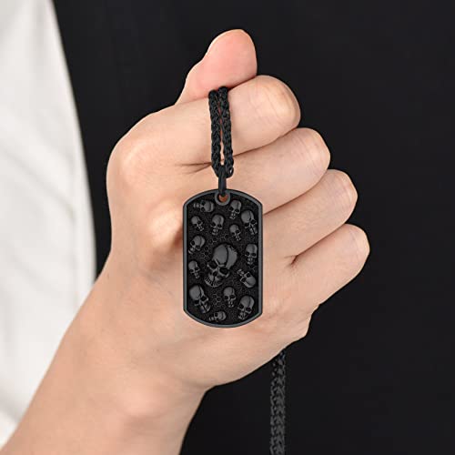 Collar de calavera para hombre, serpiente, árbol de la vida, etiqueta de perro de calavera