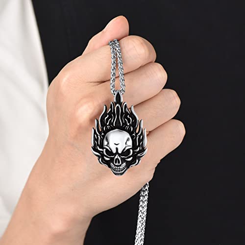 Collar de calavera para hombre, serpiente, árbol de la vida, etiqueta de perro de calavera