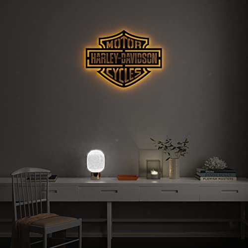 Letrero de pared Harley Davidson - Iluminación LED - Letrero de garaje (28x20")