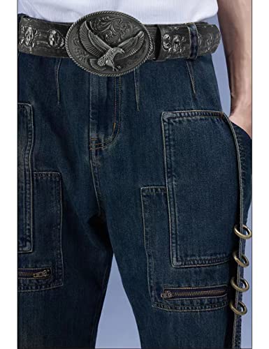 Cinturón de vaquero occidental para hombre, estilo punk rock