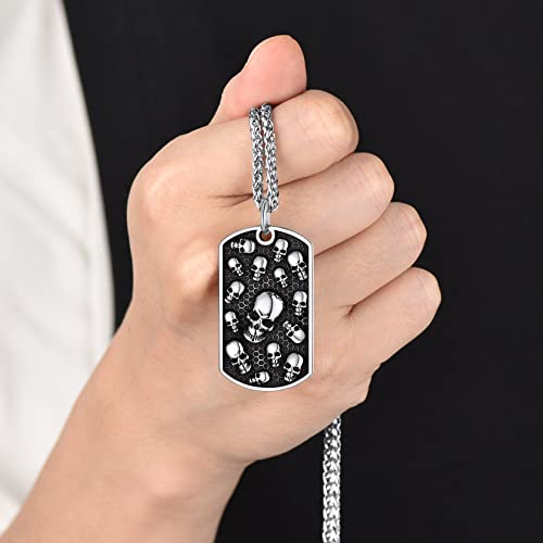 Collar de calavera para hombre, serpiente, árbol de la vida, etiqueta de perro de calavera