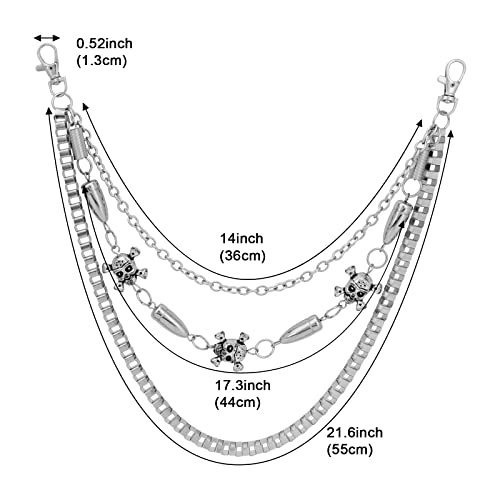 Cadenas de jeans, cadena de cartera, cadena de pantalones, cadena de bolsillo de plata, cadenas de calavera,cadenas de rock, cadena de cinturón de metal gótico punk, cadena de pantalones de motorista, accesorio de joyería, r