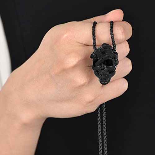 Collar de calavera para hombre, serpiente, árbol de la vida, etiqueta de perro de calavera