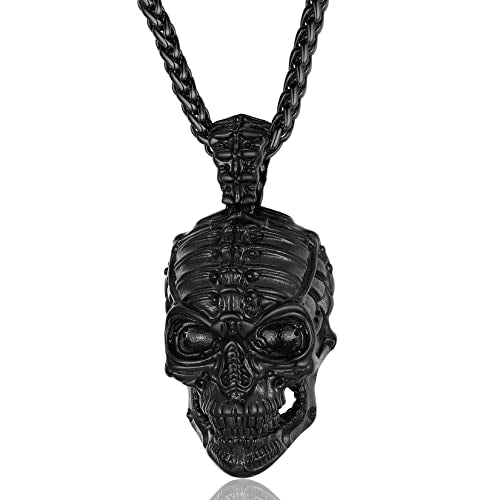 Collar de calavera para hombre, serpiente, árbol de la vida, etiqueta de perro de calavera