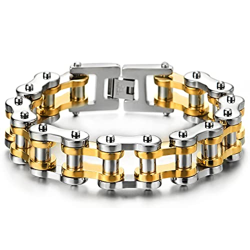 Pulsera de cadena de motocicleta resistente para hombre, de acero inoxidable