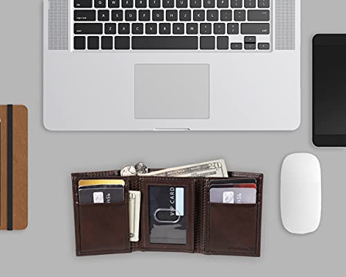 Cartera triple de cuero para hombre