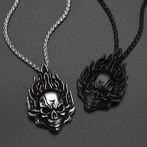 Collar de calavera para hombre, serpiente, árbol de la vida, etiqueta de perro de calavera