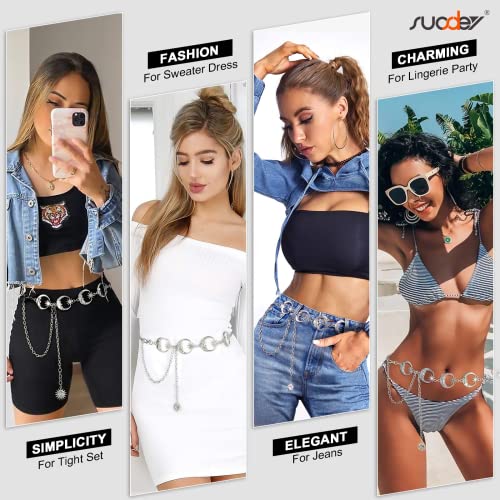 Cadena de cuerpo de metal para mujer, cadena de cintura para el vientre