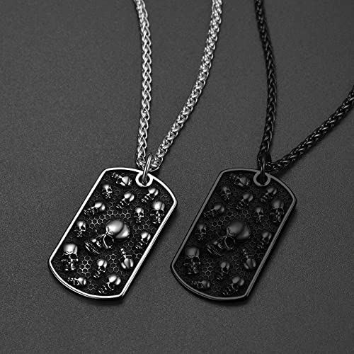 Collar de calavera para hombre, serpiente, árbol de la vida, etiqueta de perro de calavera