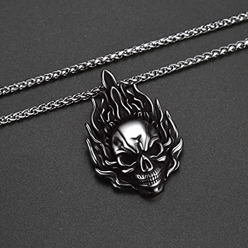 Collar de calavera para hombre, serpiente, árbol de la vida, etiqueta de perro de calavera