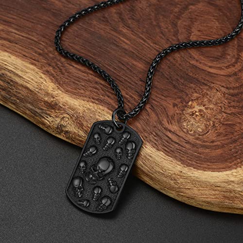 Collar de calavera para hombre, serpiente, árbol de la vida, etiqueta de perro de calavera