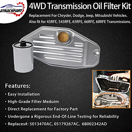 Kit de filtro de transmisión 4WD Deep Pan|Reemplazo para Chrysler, Dodge, Jeep 1999-UP