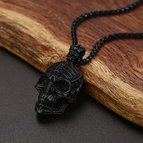 Collar de calavera para hombre, serpiente, árbol de la vida, etiqueta de perro de calavera