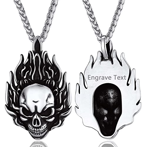 Collar de calavera para hombre, serpiente, árbol de la vida, etiqueta de perro de calavera