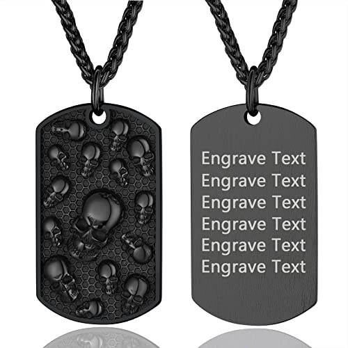 Collar de calavera para hombre, serpiente, árbol de la vida, etiqueta de perro de calavera