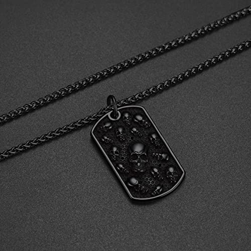 Collar de calavera para hombre, serpiente, árbol de la vida, etiqueta de perro de calavera