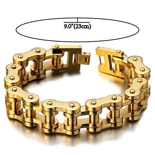 Pulsera de cadena de motocicleta resistente para hombre, de acero inoxidable