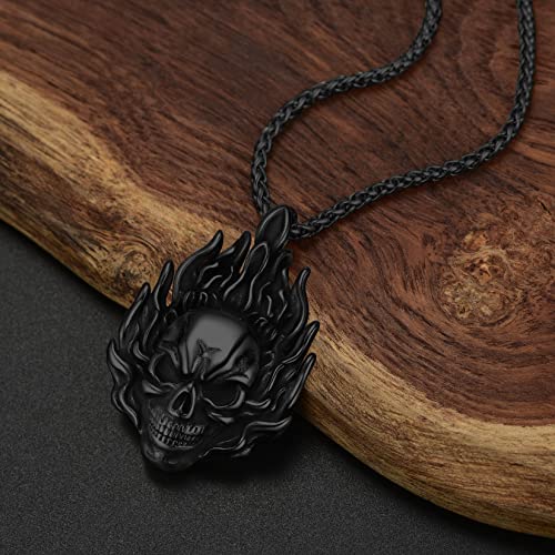 Collar de calavera para hombre, serpiente, árbol de la vida, etiqueta de perro de calavera