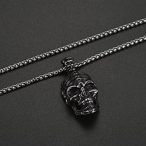 Collar de calavera para hombre, serpiente, árbol de la vida, etiqueta de perro de calavera