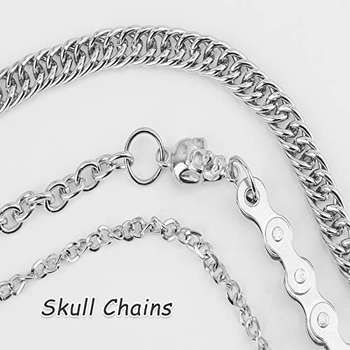 Cadenas de jeans, cadena de cartera, cadena de pantalones, cadena de bolsillo de plata, cadenas de calavera,cadenas de rock, cadena de cinturón de metal gótico punk, cadena de pantalones de motorista, accesorio de joyería, r