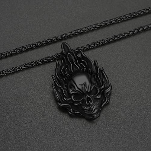 Collar de calavera para hombre, serpiente, árbol de la vida, etiqueta de perro de calavera