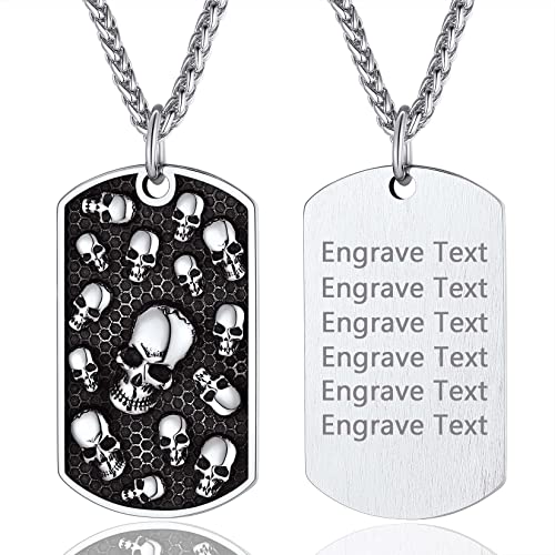 Collar de calavera para hombre, serpiente, árbol de la vida, etiqueta de perro de calavera