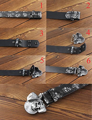 Cinturón de vaquero occidental para hombre, estilo punk rock