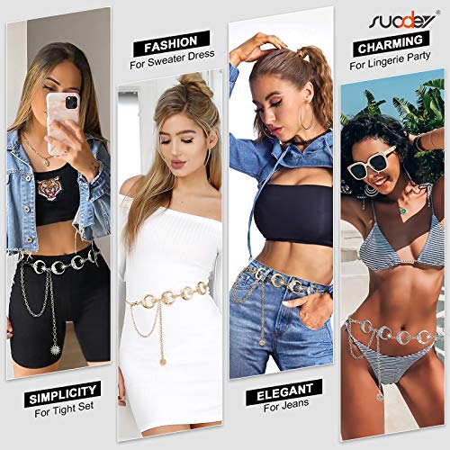 Cadena de cuerpo de metal para mujer, cadena de cintura para el vientre