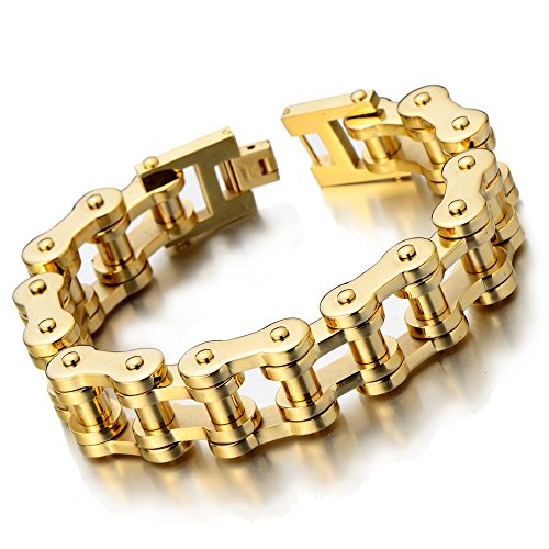 Pulsera de cadena de motocicleta resistente para hombre, de acero inoxidable