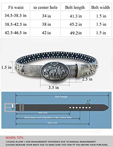 Cinturón de vaquero occidental para hombre, estilo punk rock