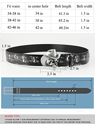 Cinturón de vaquero occidental para hombre, estilo punk rock