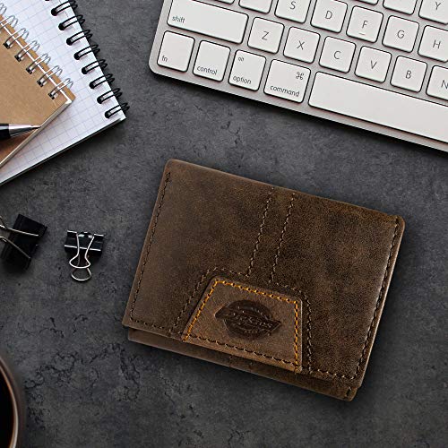 Cartera triple de cuero para hombre