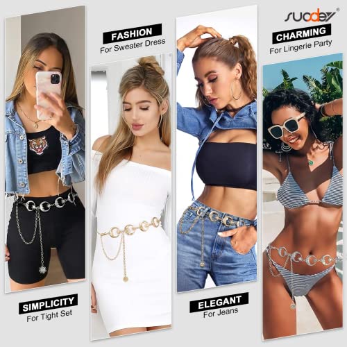 Cadena de cuerpo de metal para mujer, cadena de cintura para el vientre
