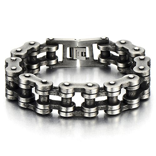 Pulsera de cadena de motocicleta resistente para hombre, de acero inoxidable