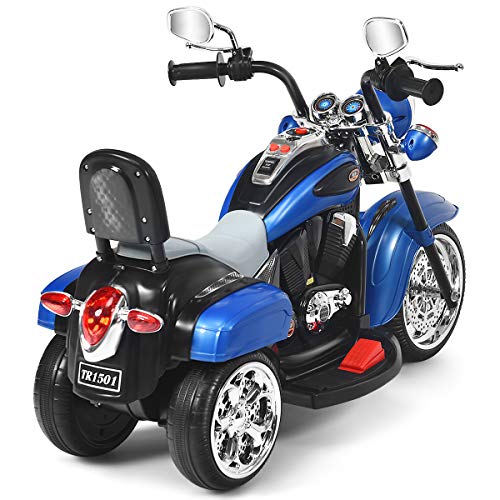 Costzon Kids Ride on Chopper Motocicleta, Triciclo de motocicleta alimentado por batería de 6 V con bocina, faro, interruptor de avance/retroceso, certificación ASTM, 3 ruedas de paseo en juguetes para niños y niñas regalo (blanco)