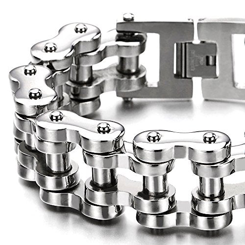 Pulsera de cadena de motocicleta resistente para hombre, de acero inoxidable