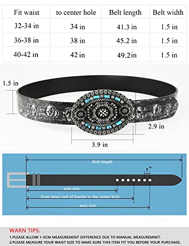 Cinturón de vaquero occidental para hombre, estilo punk rock