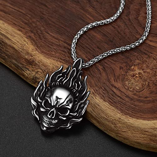 Collar de calavera para hombre, serpiente, árbol de la vida, etiqueta de perro de calavera